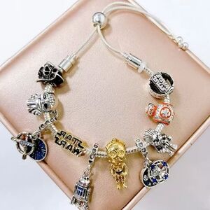 925 Sterling Silver Star Wars Charm Bracelet Pandora Style